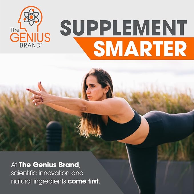 The Genius Brand - Genius Mindfulness Natural Calming Supplement with Ashwagandha, NeuroFactor, & Blueberry Extract, Nootropic Cognitive Brain Booster Enhances Memory, Focus & Energy - 30 Capsules