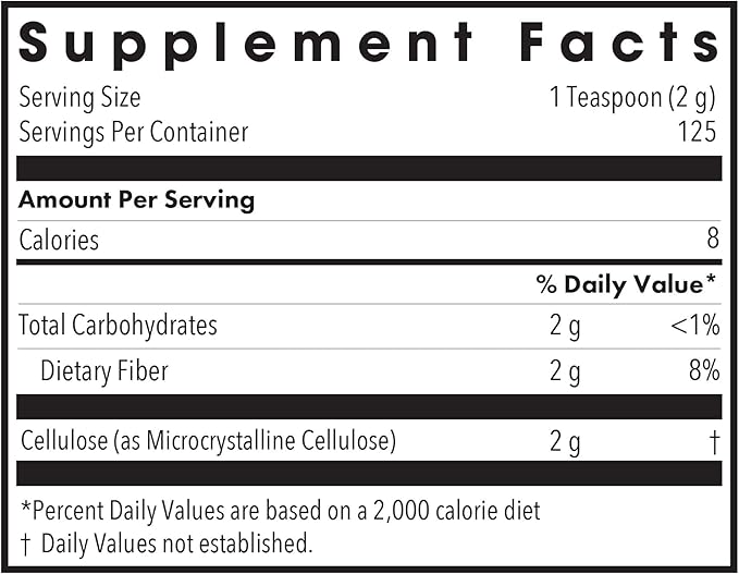 Allergy Research Group Cellulose Powder - Microcrystalline Cellulose Powder, 2000mg Insoluble Fiber Supplement, Powdered Cellulose, Non-Fermentable, Hypoallergenic - 8.8 Oz