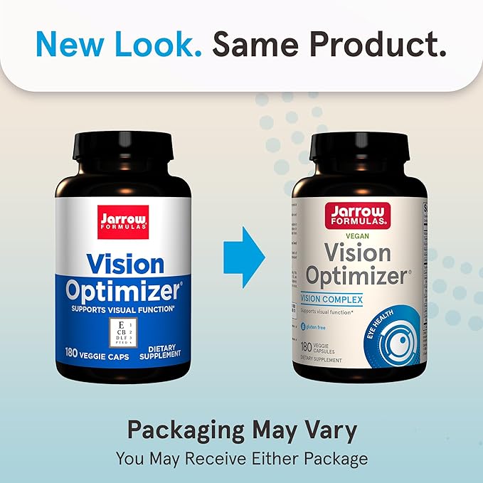 Jarrow Formulas Vision Optimizer Veggie Capsules - 180 Count - Eye Supplement - Dietary Supplement - with Grape Seed Extract, Lutein & Zeaxanthin, Quercetin & More - Non-GMO - Gluten Free