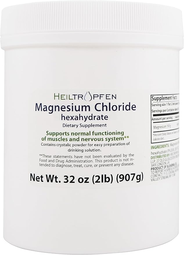 2 Pounds Magnesium Chloride Hexahydrate | Pharmaceutical Grade Ingredients | Crystal Powder | Pure Ph. EUR., BP, USP, 100% | Heiltropfen®