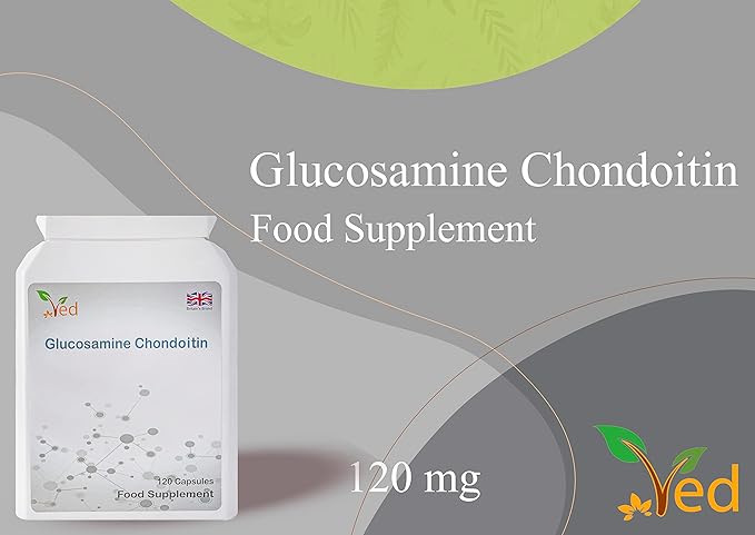 VED Glucosamine Chondroitin Turmeric Vitamin C | Joint Support Supplement |Non-GMO, Gluten Free | 120 Capsules | 60 Days Supply.