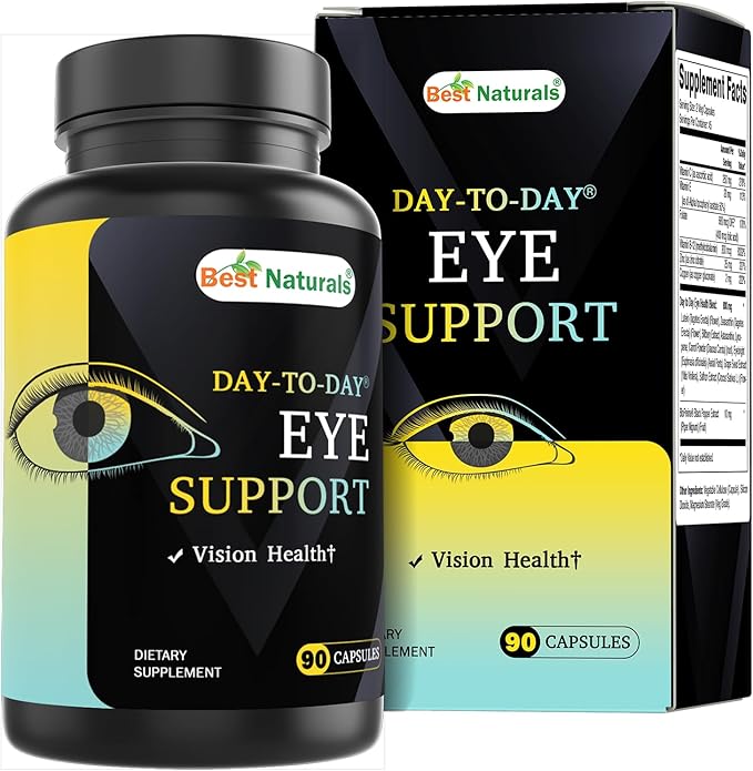 Best Naturals Day-to-Day Eye Support with Lutein, Zeaxanthin, Bilberry Extract, Astaxanthin, Lycopene, Carrot Powder 90 Veg Capsules