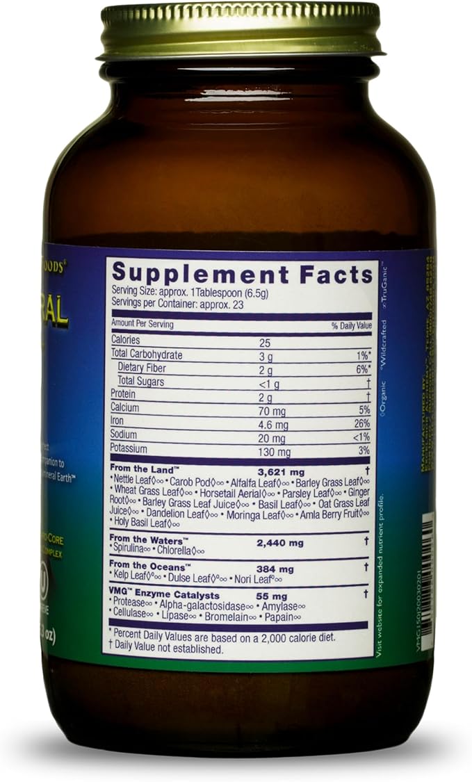 HealthForce SuperFoods Vitamineral Green - Mineral Supplement for Immune & Thyroid Support - Green Powder Supplement with Ingredients from The Land - Gluten-Free & Vegan - 150 Grams
