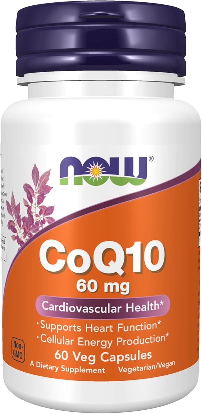 NOW Foods Supplements, CoQ10 60 mg, Pharmaceutical Grade, All-Trans Form of CoQ10 Produced by Fermentation, 60 Veg Capsules