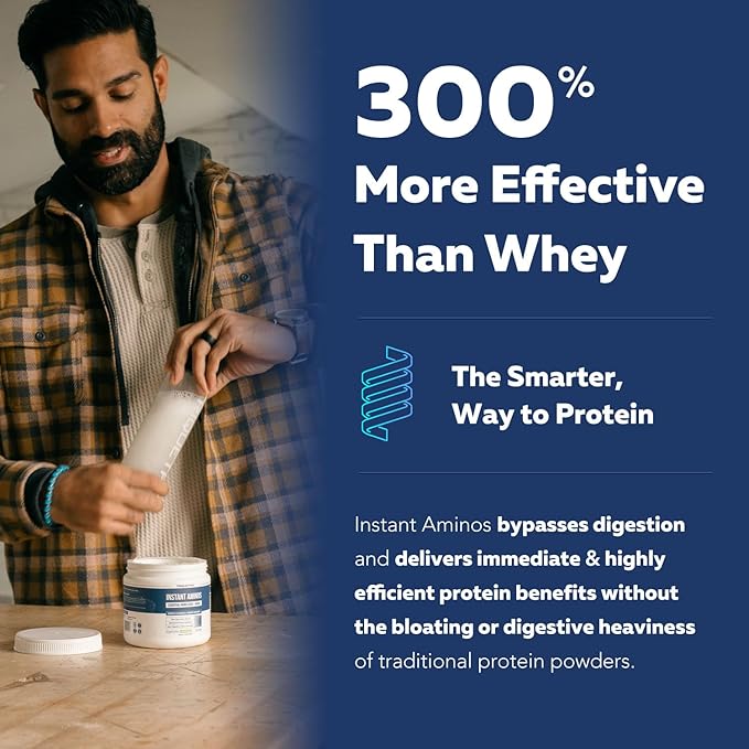 Instant Aminos - EAA+BCAA - 10 Essential Amino Acids Supplement, Rapid Absorption, Zero Digestion - Supports Lean Muscle, Recovery & Aging - 321% DIAAS Protein Score - Lemon Lime (30 Servings)