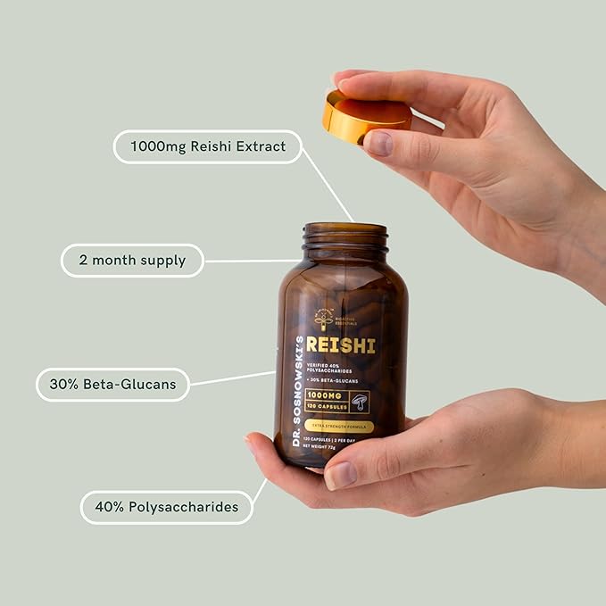 Dr Sosnowski's BioActive Reishi Mushroom Capsules | Potent 1000mg High Strength Reishi Mushroom Extract (120 Capsules)