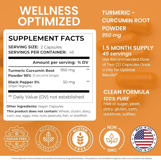 Turmeric Curcumin with Black Pepper – 90 Capsules for Whole-Body Health Support and Overall Wellness