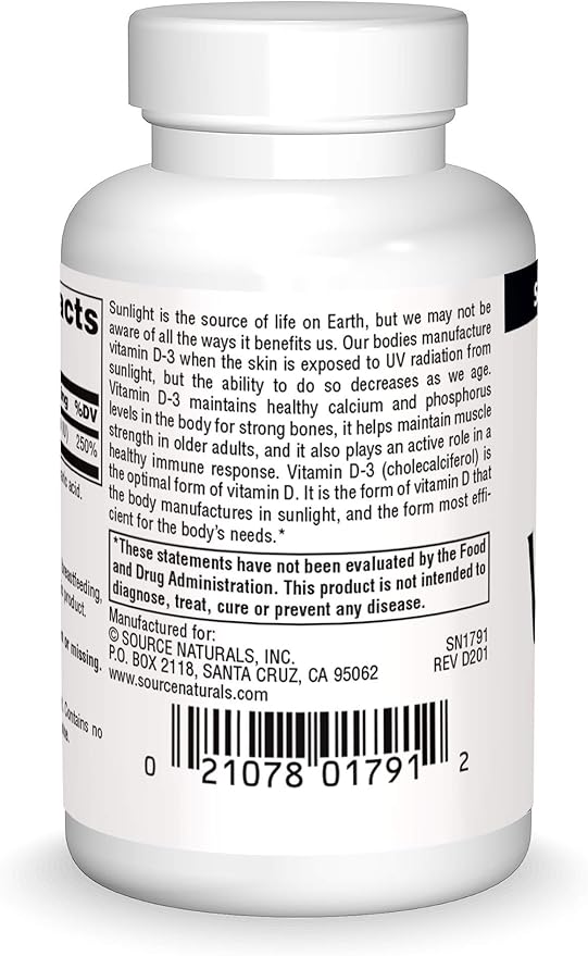 Source Naturals Vitamin D-3 1000 iu Supports Bone & Immune Health* - 100 Tablets