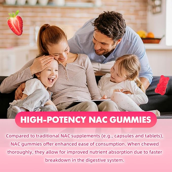 2 Pack Sugar-Free 1000mg NAC Gummies, N-Acetyl Cysteine Supplement for Antioxidants & Immune Support, 120 Vegan Gummies