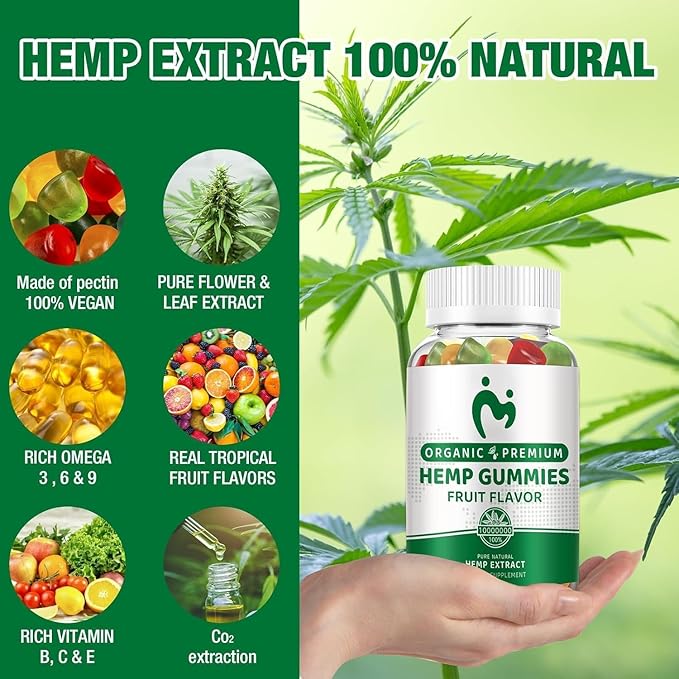 (3 Pack) Hemp Gummies for Pain Sleep Anxiety 100% Natural Pure Extra Strength Organic Hemp Oil Extract Edible Vegan Low Sugar Hemp Gummy for Adults