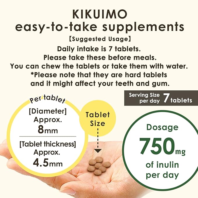 NAFFY KIKUIMO Jerusalem Artichoke Supplement -Inulin, Dietary Fiber, Organic, Made in Japan, 210 Tablets