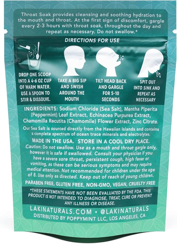 Laki Naturals Throat Soak Pouch of Echinacea & Mint with Scoop