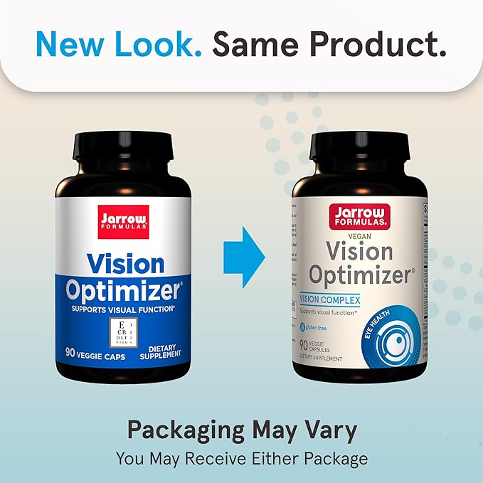 Jarrow Formulas Vision Optimizer Veggie Caps-90 Count - Eye Supplement-Dietary Supplement-with Grape Seed Extract,Lutein & Zeaxanthin,Quercetin & More-Non-GMO-Gluten Free,Pack of 12