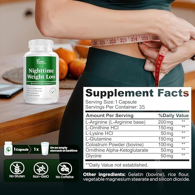 DR. Vitamin Nighttime Fat Burner Supplements - Appetite Suppressants for Weight Loss - Night-Time Fat Burner for Women and Men Supporting Sleep & Relaxation - Metabolism Booster Weight Loss Pills - 35