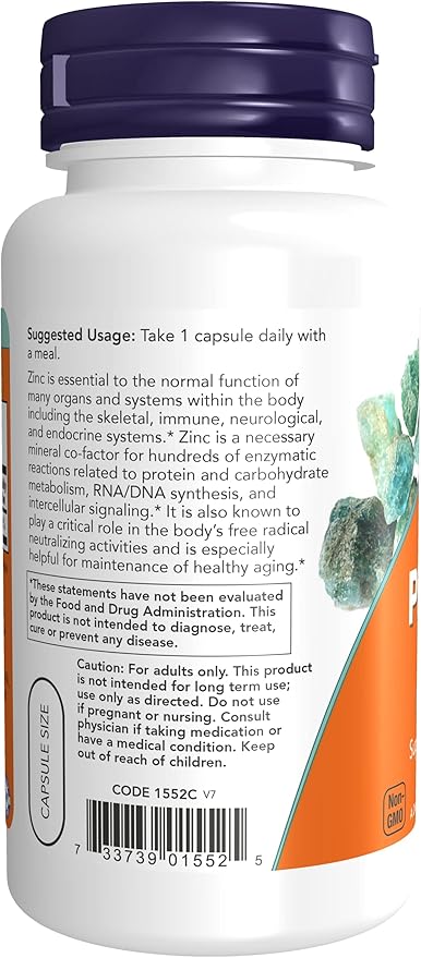 Now Foods Zinc Picolinate, 120 caps 50mg (2-Pack)