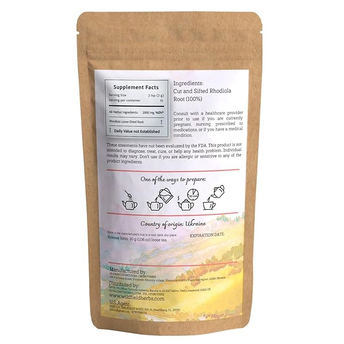1 oz. Dried Rhodiola Quadrifida Root Herb Tea (Rhodiola Quadrifida) - 30g Rhodiola Root Herbal Tea