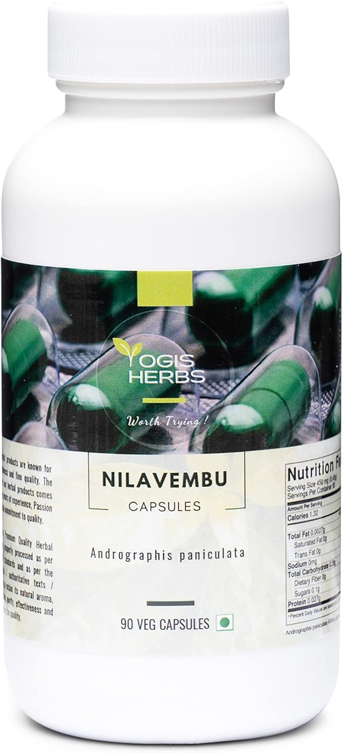 Nilavembu Capsules (Andrographis Paniculata) 90 Veg Capsules - for Immune Support 90 Count (Pack of 1)