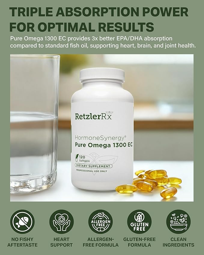 Omega 1300 EC Fish Oil Softgels - High-Strength Omega 3 Supplement with Enhanced Absorption - IFOS Verified, Enteric Coated, 600mg EPA, 260mg DHA - 120 Count