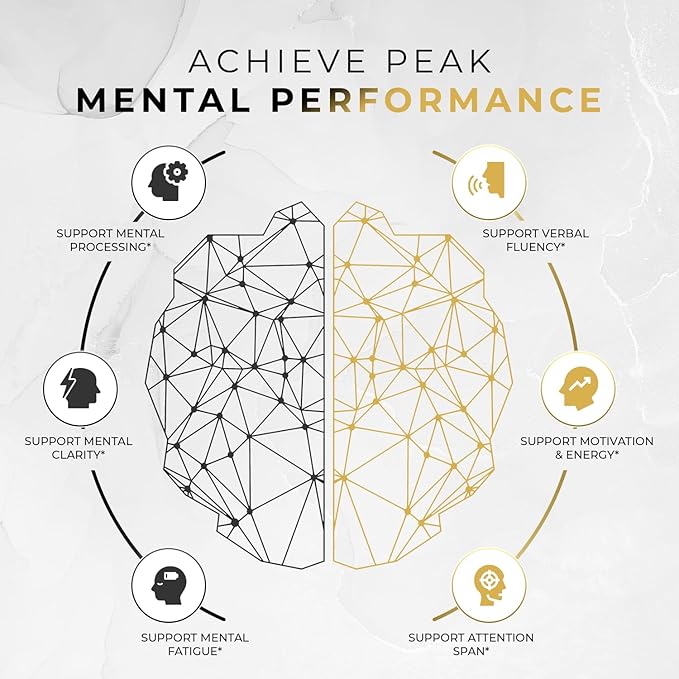 ACEWORKZ Elite Brain - Nootropic Brain Supplement for Focus, Memory, & Mental Clarity - ALCAR, Lions Mane, ALA, L-Theanine, Vitamin B Complex - Natural Energy, Caffeine-Free (60 Capsules)