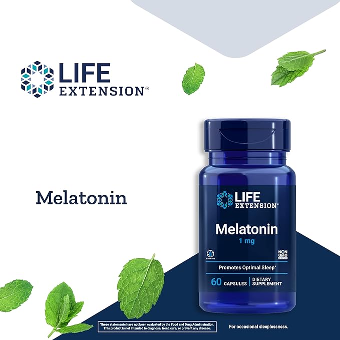 Life Extension Melatonin 1 mg - for Restful Night, Hormone Balance, and Immune Health - Immediate Release - Gluten-Free, Non-GMO - 60 Capsules