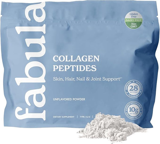 Fabula Collagen Peptides Powder, Hydrolyzed Bovine Collagen Type 1, Type 3 - Grass-Fed, Non-GMO, Gluten Free - Flavorless, 9.9 Oz, 28 Servings