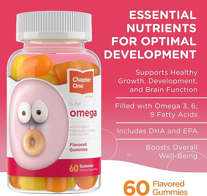 Zahler - Chapter One Omega 3 Gummies for Kids with No Fish Oil (60 Count) - Kosher Omega 3 6 9 Fatty Acids, EPA, DHA - Easy to Take Omega 3 Supplement for Healthy Growth, Development & Brain Function