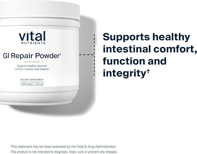Vital Nutrients GI Repair Powder | Leaky Gut Powder with L Glutamine and Zinc | Digestive Enzyme Supplement to Support Gut Health and Digestion | Gluten Free | 40 Servings