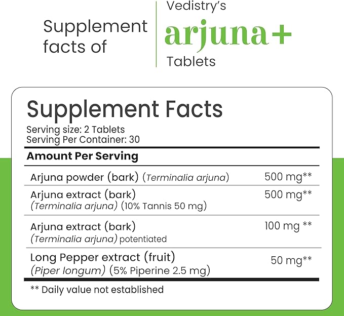 Arjuna+ 1100mg Tablets with Arjuna & Long Pepper | Cardiovascular Support, Heart Health & Blood Pressure Maintenance | Vegan Herbal Supplement Antioxidant-Rich | 60 Tablets | Pack of 1