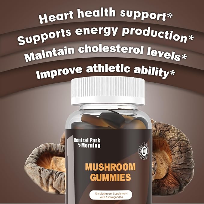 Mushroom Gummies, Lion's Mane, Turkey Tail, Reishi, Chaga, Cordyceps Mushroom with Ashwagandha
