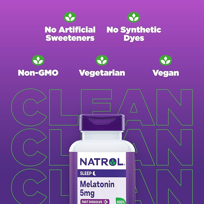 Natrol Fast Dissolve Melatonin 5 mg, Melatonin Supplements for Restful Sleep, Sleep Support for Adults, 150 Strawberry-Flavored Tablets, Up to a 150 Day Supply