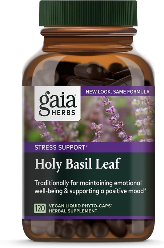 Gaia Herbs Holy Basil Leaf - Helps Sustain a Positive Outlook and Balance in Times of Stress - an Adaptogenic Ayurvedic Herb - 120 Vegan Liquid Phyto-Capsules (60-Day Supply)
