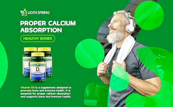 Spring Valley Vitamin D3 1000 IU Softgels, 100 Count