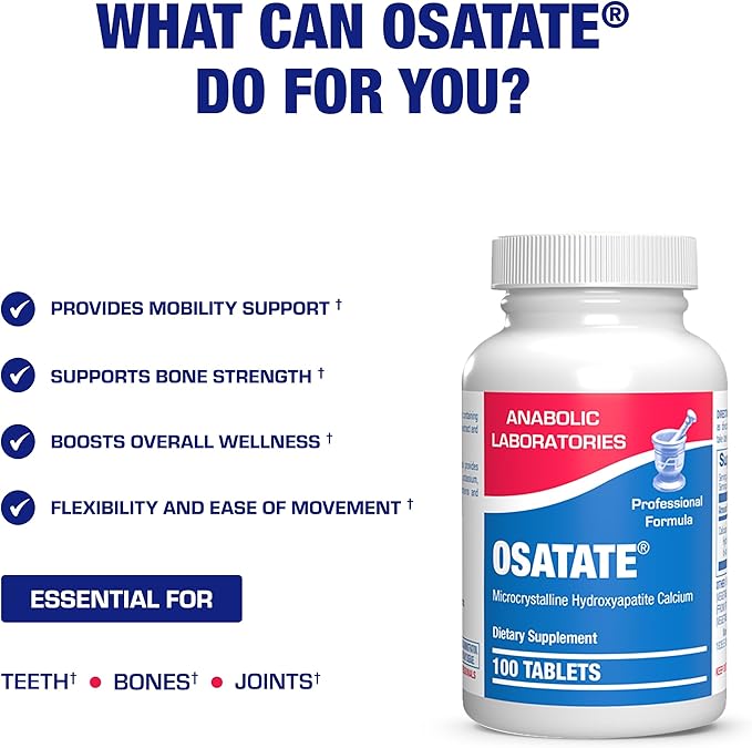 Remineralizing Calcium Hydroxyapatite Supplement - Clinical Formula Osteo Bone Health Supplement for Women & Men with Bioavailable Calcium Phosphate MHCC Complex for Density & Strength - 100 Servings
