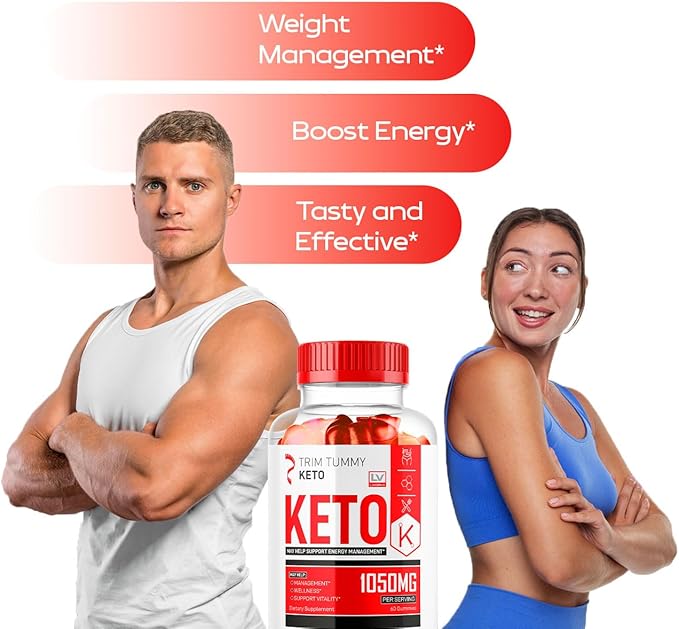 Trim Tummy Keto ACV Gummies 1050MG, Keto Apple Cider Vinegar - Advanced Formula, 60 Gummies for 1 Month