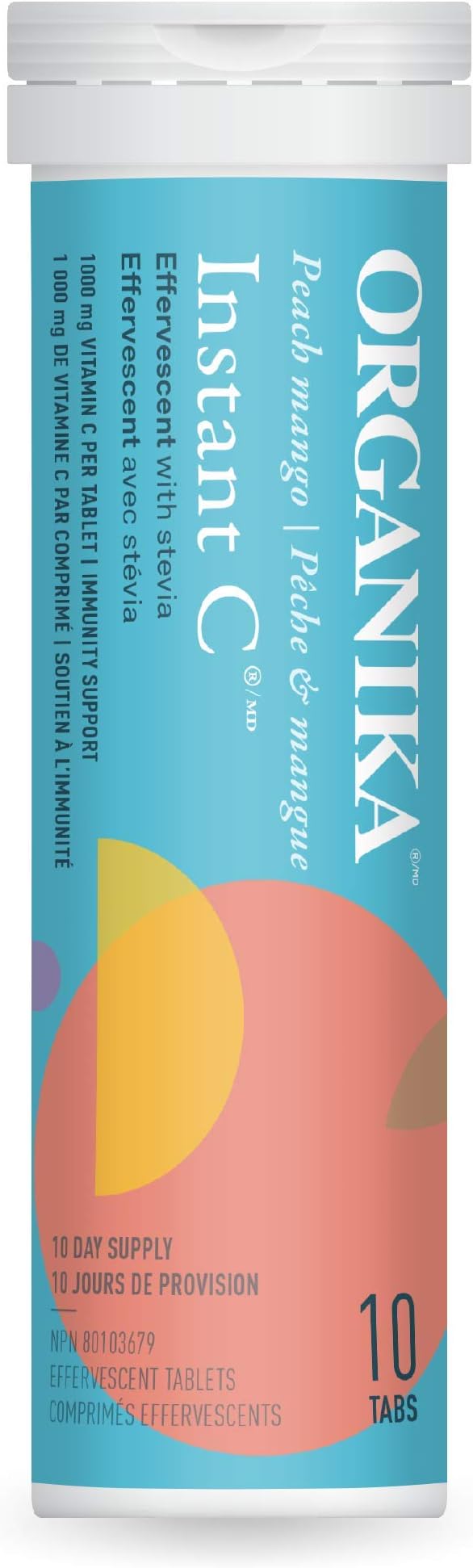 ORGANIKA Peach Mango Instant C Tablets, 10 CT