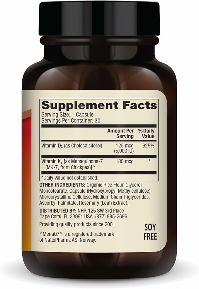 Dr. Mercola Vitamins D3 & K2 - Supports Immune, Brain, Cardiovascular, Respiratory & Bone Health - GMO-Free, Gluten-Free & Soy-Free - 30 Capsules (30 Servings)