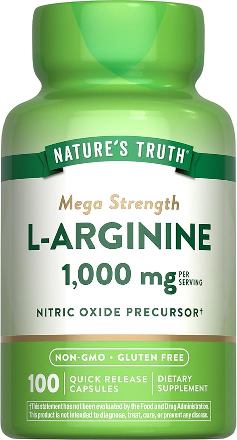 Nature's Truth L-Arginine 1000mg | 100 Capsules | Mega Strength | Non-GMO & Gluten Free Supplement