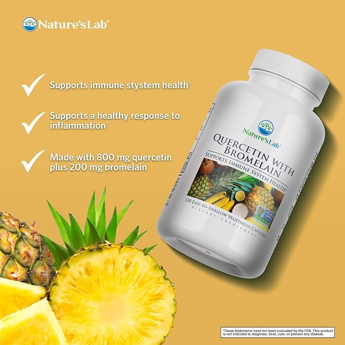 Nature's Lab Quercetin Bromelain - Non GMO, Gluten Free - 120 Capsules