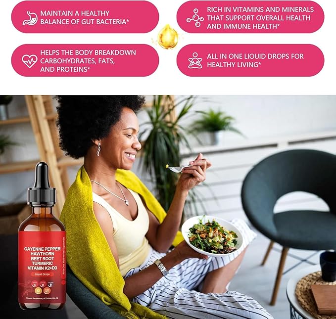 Cayenne Pepper Organic, Liquid Cayenne Pepper Drops for Turmeric,Panax Ginseng, Beet Root Powder,Ceylon Cinnamon and More Herbals - 2 Fl Oz (1)