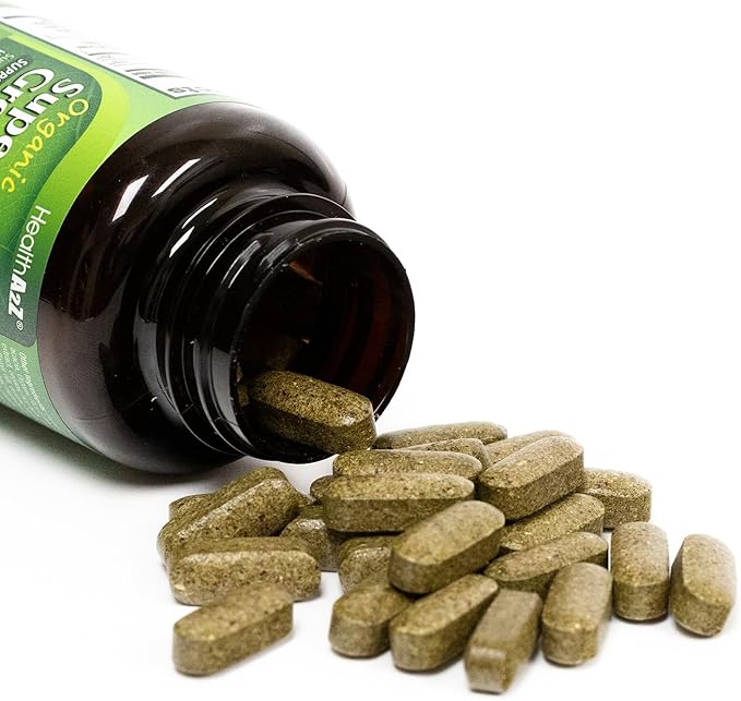 HealthA2Z® Organic Superfood Greens | 60 Tablets | Greens Blend 720mg | Fruits & Veggies Blend 580mg | Alfalfa, Broccoli, Spinach, Spirulina, Apple, Beet Root, Strawberry & Much More!