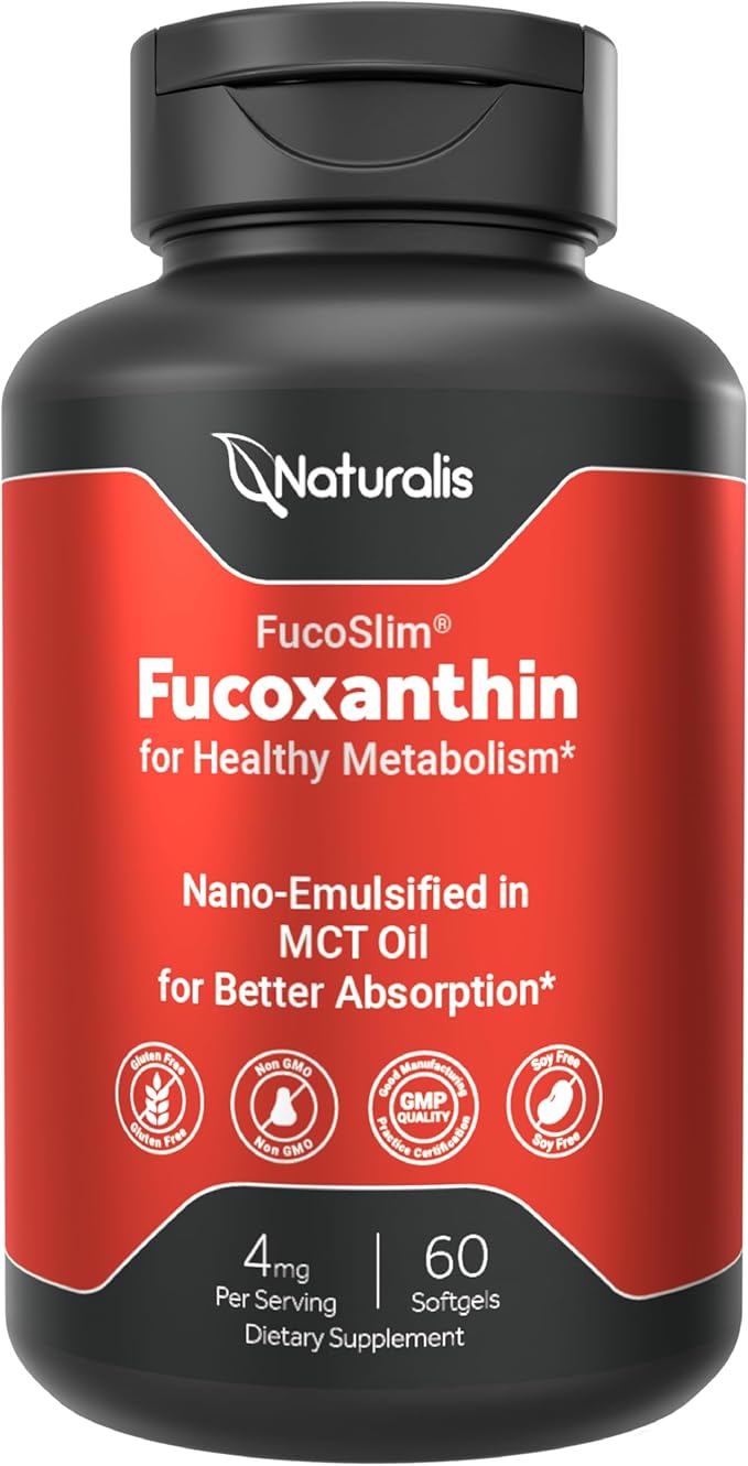 New Zealand Fucoxanthin (4mg) | Made with FucoSlim® | Non-GMO, Soy & Gluten Free | 60 Softgels (2 Month Supply)