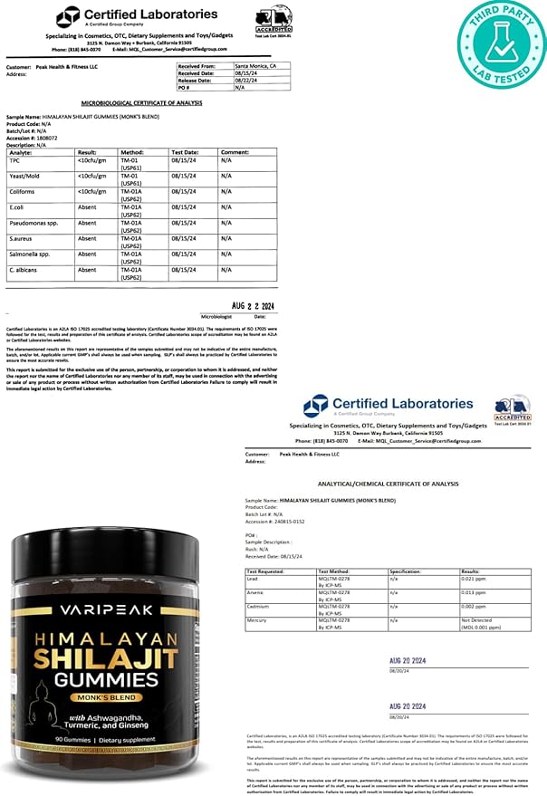 4-in-1 Organic Himalayan Shilajit Gummies | Fortified with Ashwagandha, Turmeric, & Ginseng | for Energy, Immunity & Cognitive Support | 90 Count | Sugar Free, Vegan, Non-GMO | for Men and Women