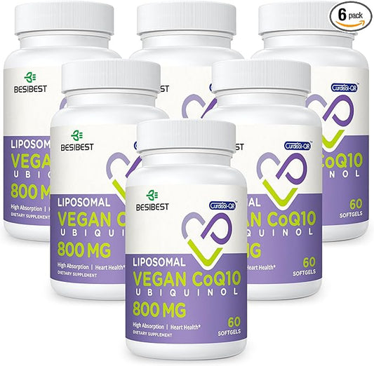Liposomal Ubiquinol CoQ10 800 MG Softgel, High Absorption CoQ10 Ubiquinol Supplement, Active Coenzyme Q10 800mg, Powerful Antioxidant for Heart & Brain Function, Energy Production, 360 Vegan Softgels