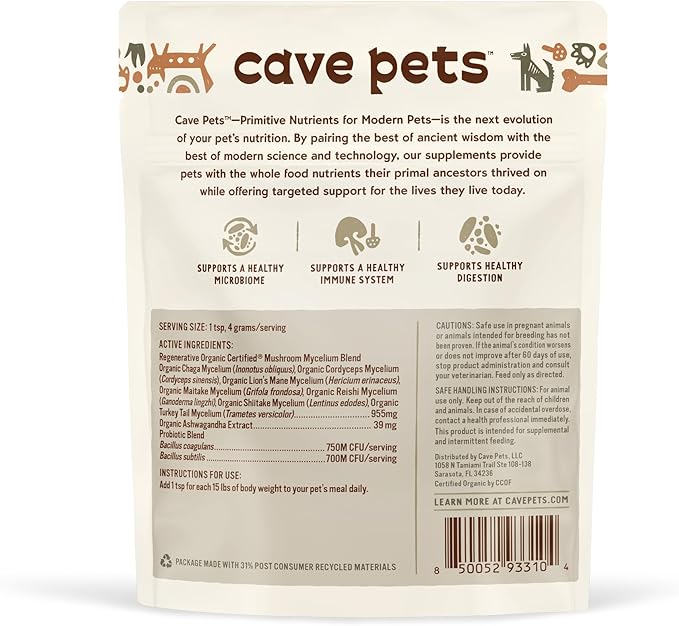 Super Blend Powder, Dog Probiotic Supplement for Immunity and Digestive Health Support, Multi-Shroom & Probiotics, 90 Servings