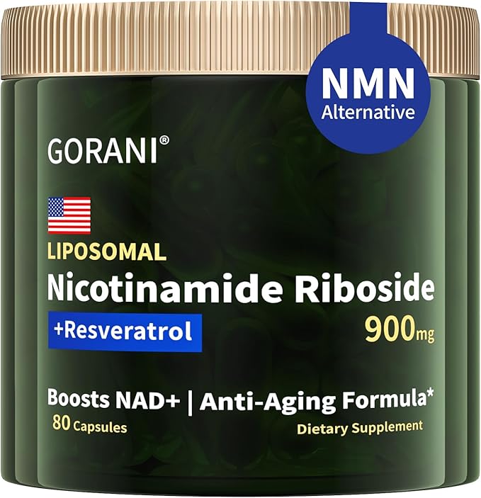 Gorani NAD+ Supplement 900MG, Nicotinamide Riboside, Liposomal Resveratrol, Quercetin - MNM Resveratrol Supplement (80 Count (Pack of 1))