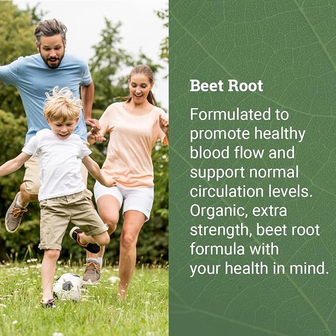 Organic Beet Root Capsules 1200 mg - Beet Root Powder & Juice Blend Supplement for High Blood Pressure and Circulation, Blood Flow Supplement for Men and Women - 120 Capsules