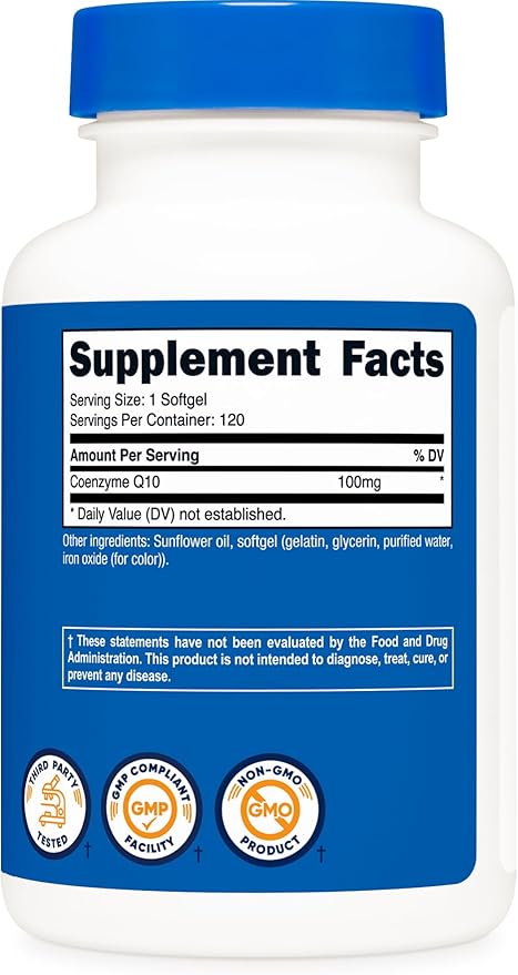 Nutricost CoQ10 Softgels (120 Servings, 100 mg Per Serving) - Better Absorption, Ultra Pure CoQ10 Supplement, Gluten Free and Non-GMO