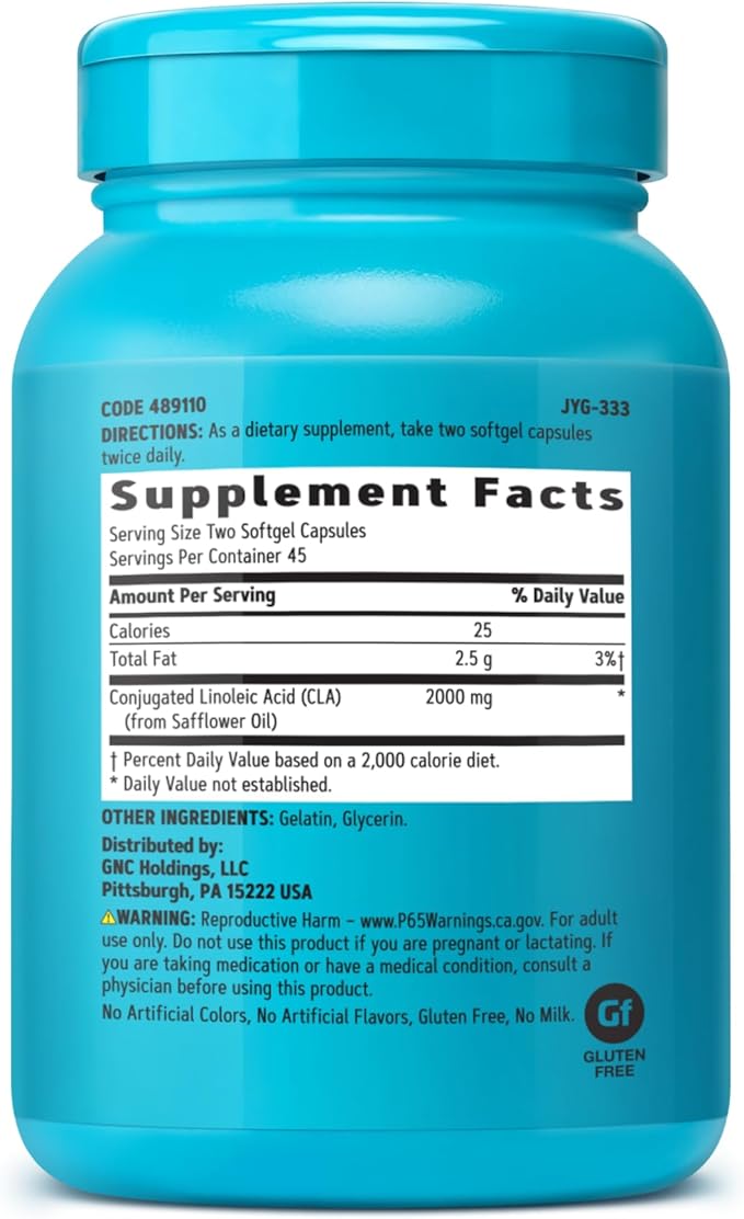 GNC Total Lean CLA | Improves Body Composition & Lean Muscle Tone, Fuels Fat Metabolism & Energy Without Stimulants | Gluten Free | 90 Softgels