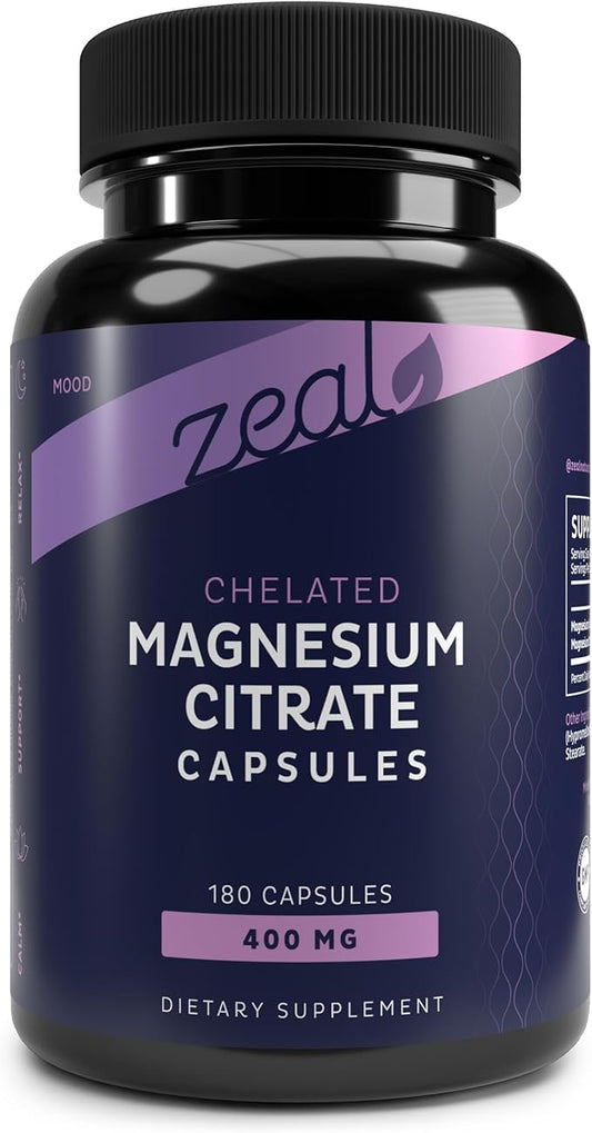 Zeal Premium Chelated Magnesium Citrate (400mg | 180 Capsules)