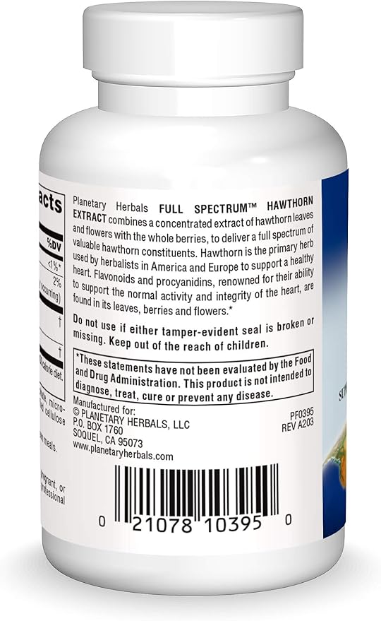 Planetary Herbals Full Spectrum Hawthorn Extract Tablets, 30 Count